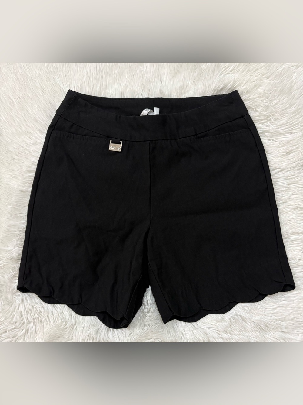 Lulu-B Black High-Waist Scallop Hem Shorts